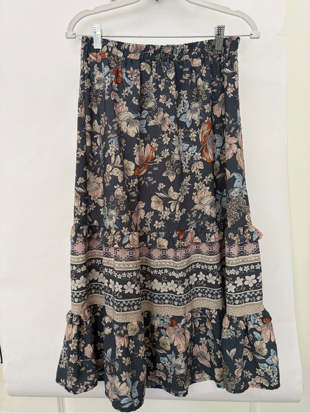 Sienna Sky Cottagecore Tiered Floral Maxi Skirt Flowy Bohemian - Size Large